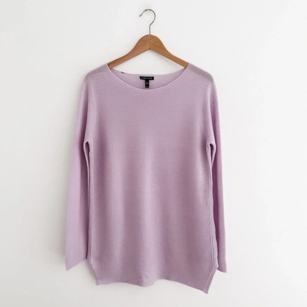 Eileen Fisher Silk Cashmere Sweater Italian Knit Lavender Oversized Boatneck XXS